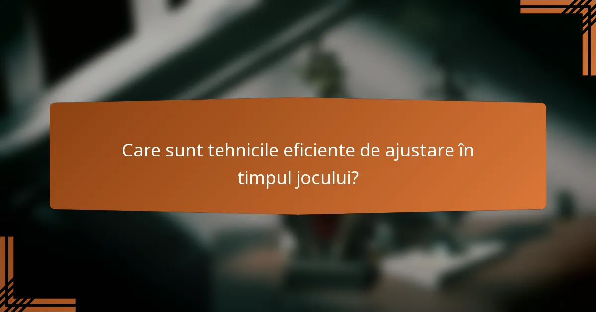 Care sunt tehnicile eficiente de ajustare în timpul jocului?