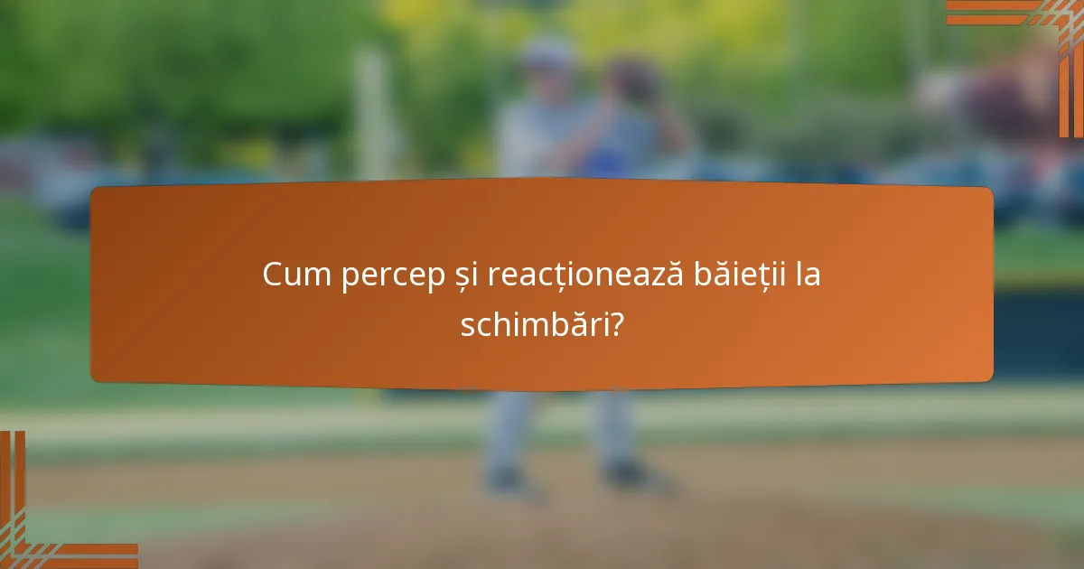 Cum percep și reacționează băieții la schimbări?